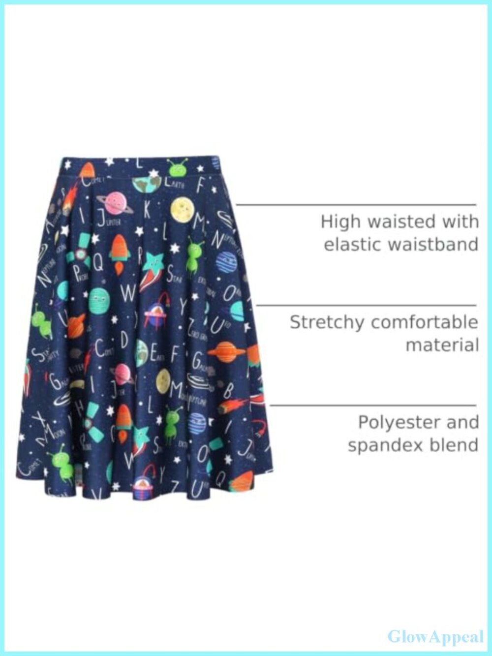 Women's High Waist A-Line Skater Midi Skirt Stretchy Knockaround - Picture 3 of 6